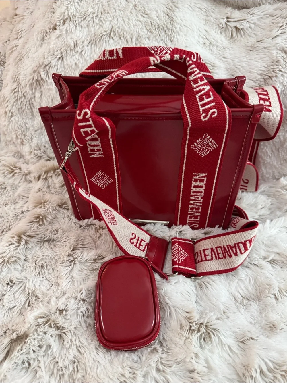 Steve Madden Red Crossbody Bag with Branded Detachable Strap